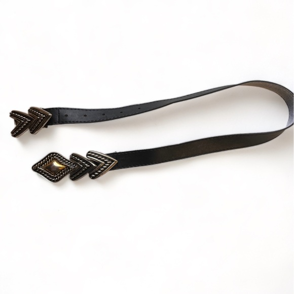VTG Boho Leather Belt, Mixed Metals
